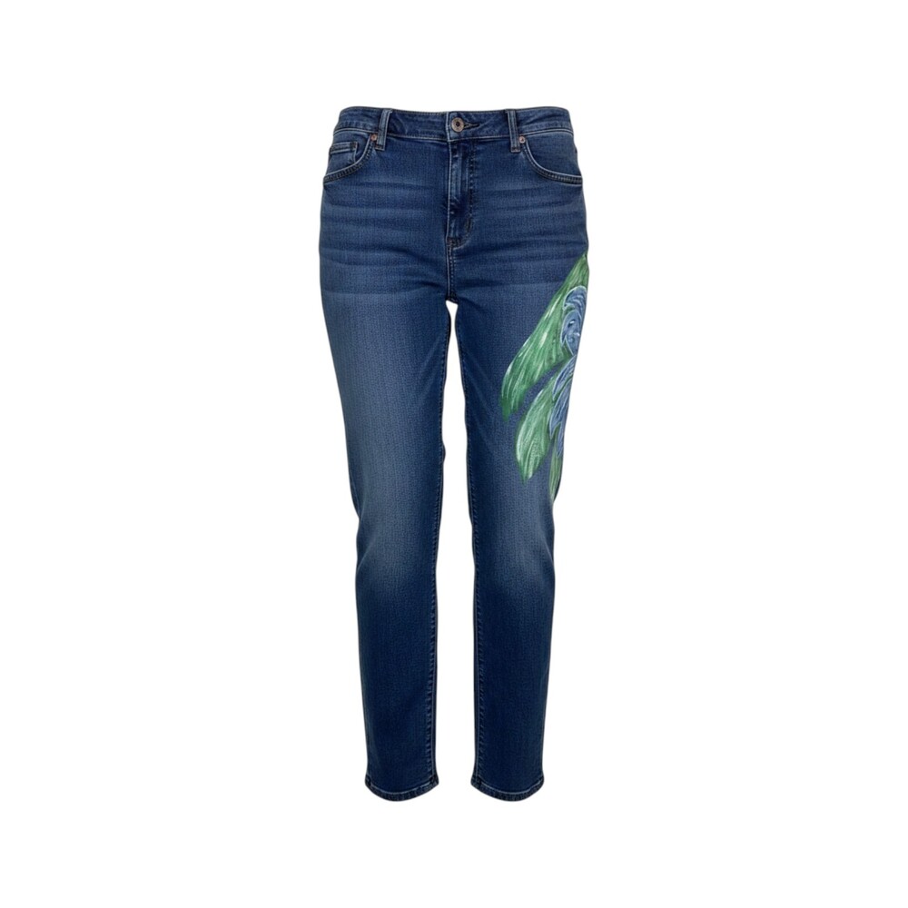 J.Jill Blue Green Custom Painted Jeans Size 16
